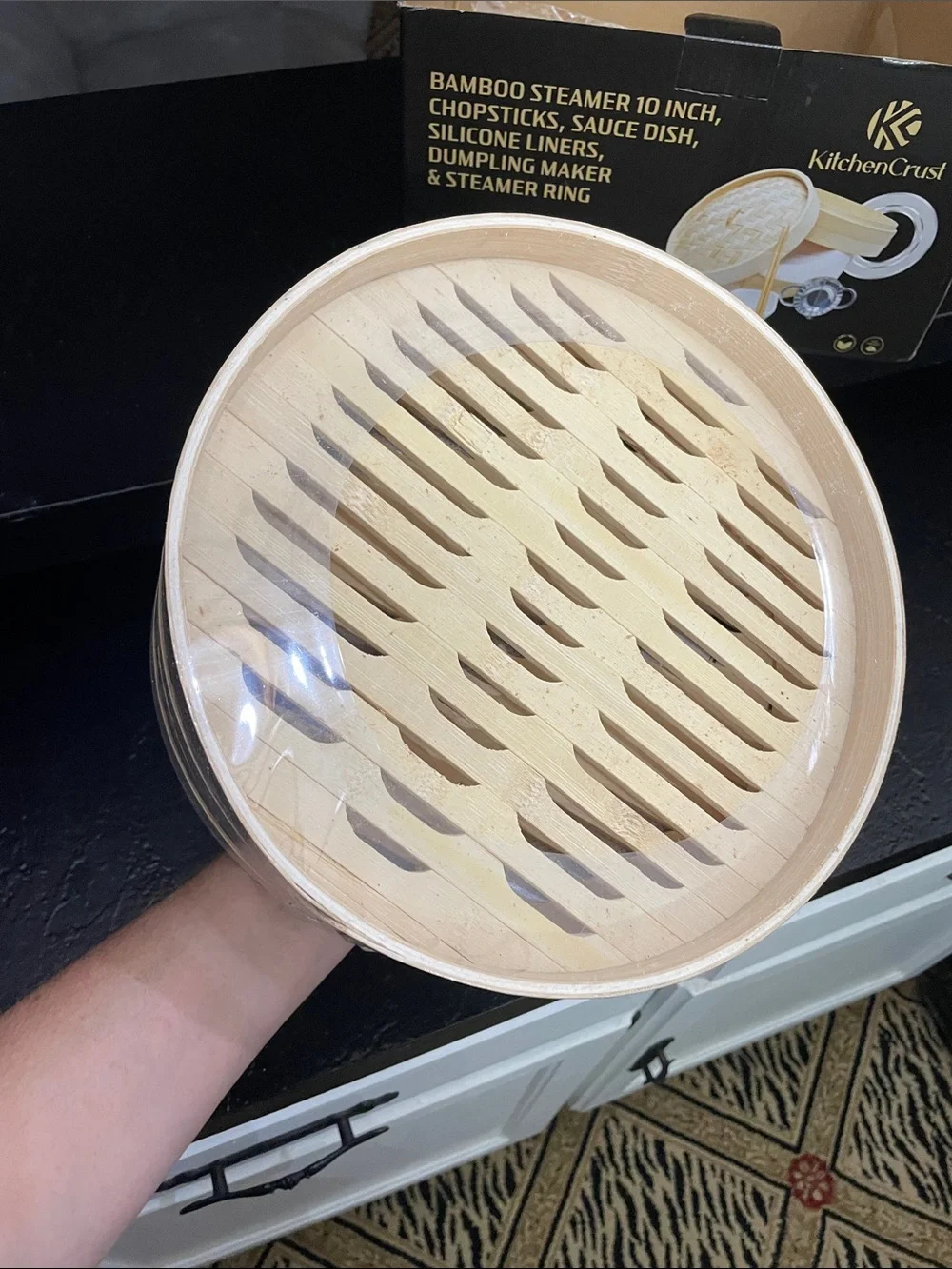 Kitchen Crust New Bamboo Steamer 10 Inch Set - Contents in original packaging.